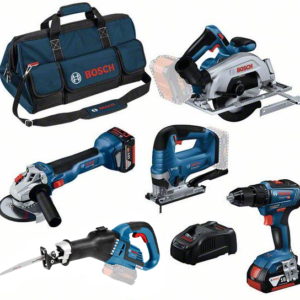 Bosch Blauw Accu Toolkit 18V | GSR 18V-55 + GWS 18V-11 + GKS 18V-57-2 + GSA 18V-32 + GST 18V-125 B + 3x 5,0 Ah