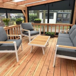 Witte aluminium loungebank-set – SALTO LAND